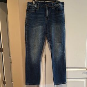 Seven7 Blue Slim Straight Jeans with Faded Details
